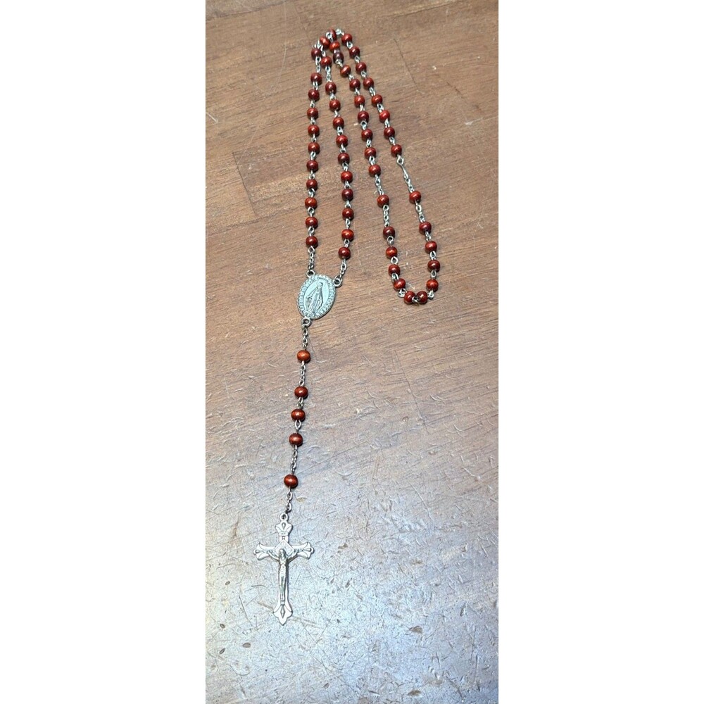 Italy Rosary Necklace Regina SINE Labe Original Concepta O.P.N. 1830 wood beads